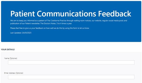 Patient Communications Feedback From