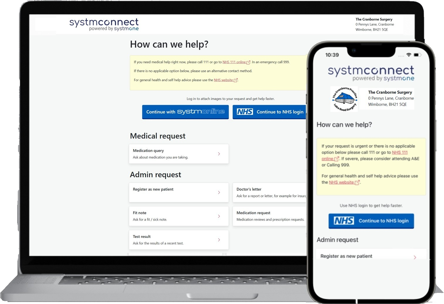 SystmConnect screens on a laptop and smartphone